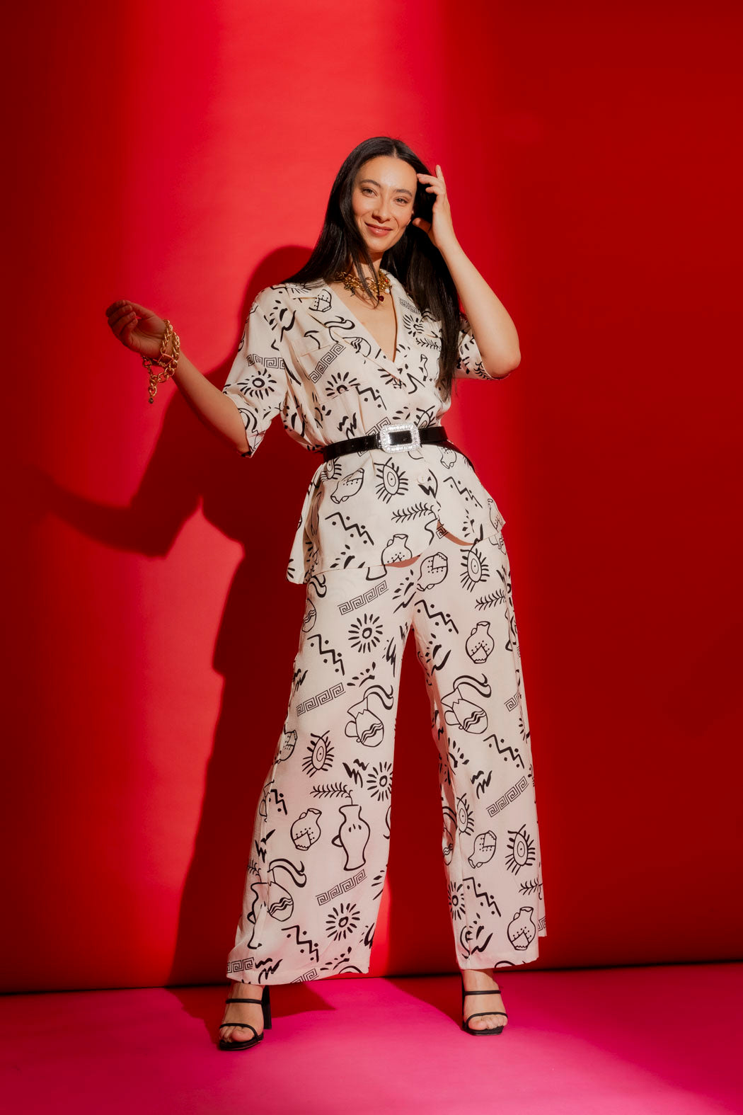 Ivory Print Silky Casual Shirt