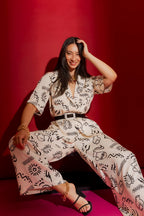 Ivory Print Silky Classic Culotte