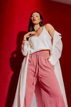 White Embossed Bias Cami