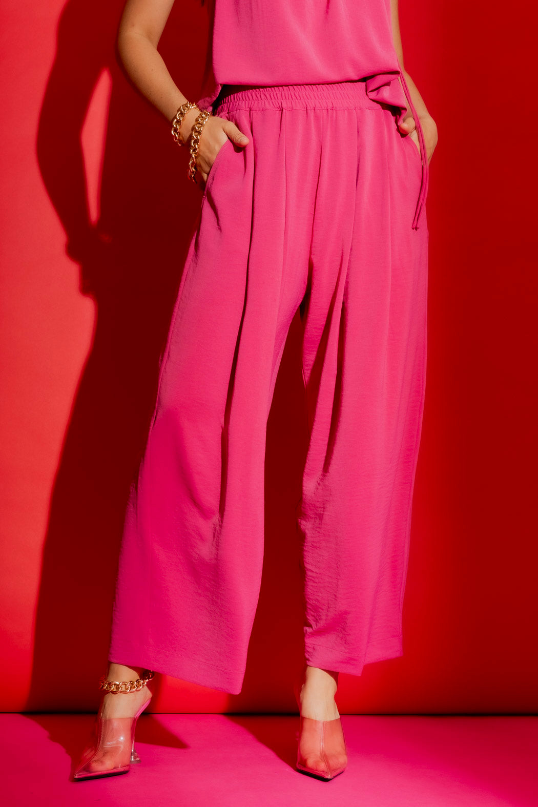 Strawberry Pull On Pleat Pant