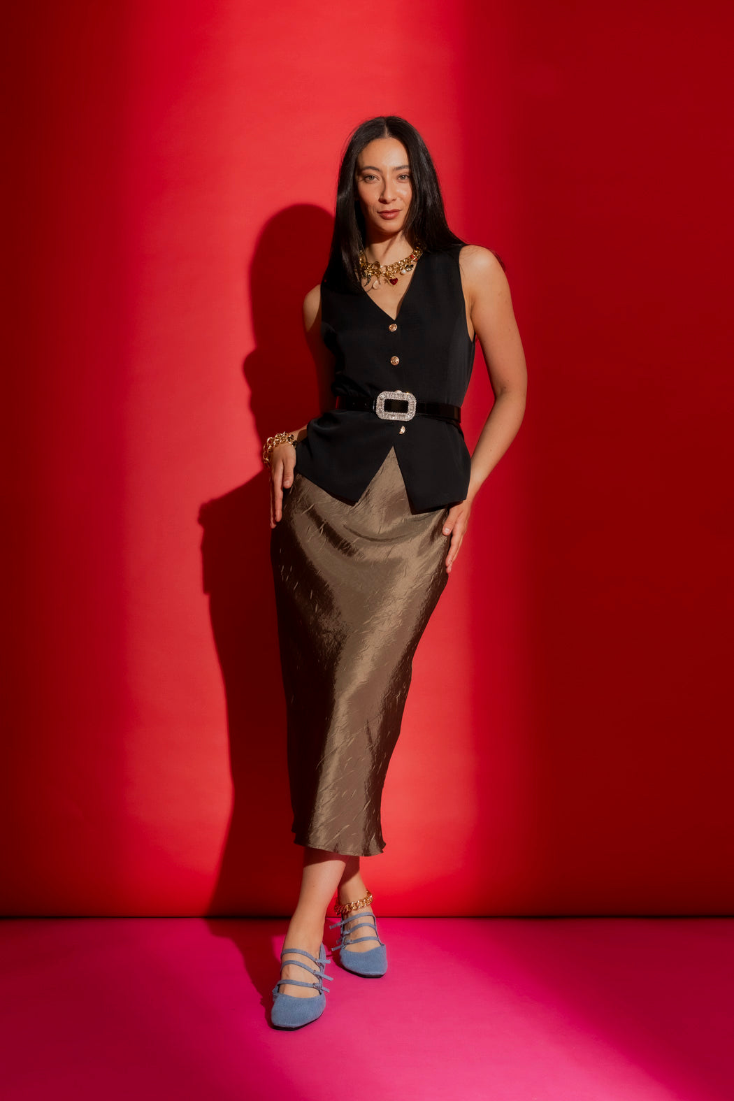 Khaki Bias Skirt