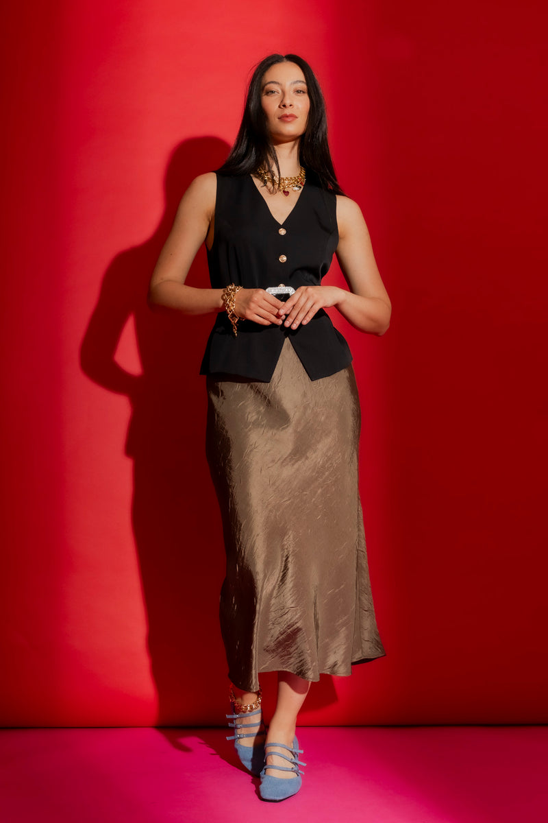 Khaki Bias Skirt