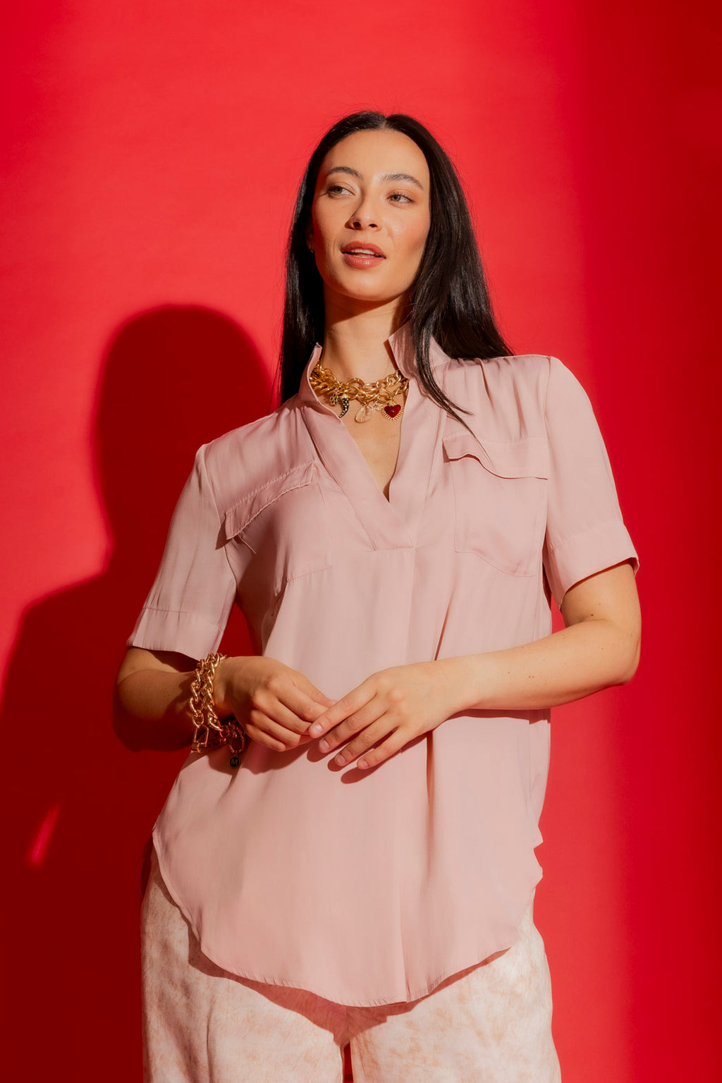 Dusty Pink Cargo Blogger Shirt Dusty Pink