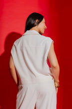 Ivory Zip Up Euro Vest