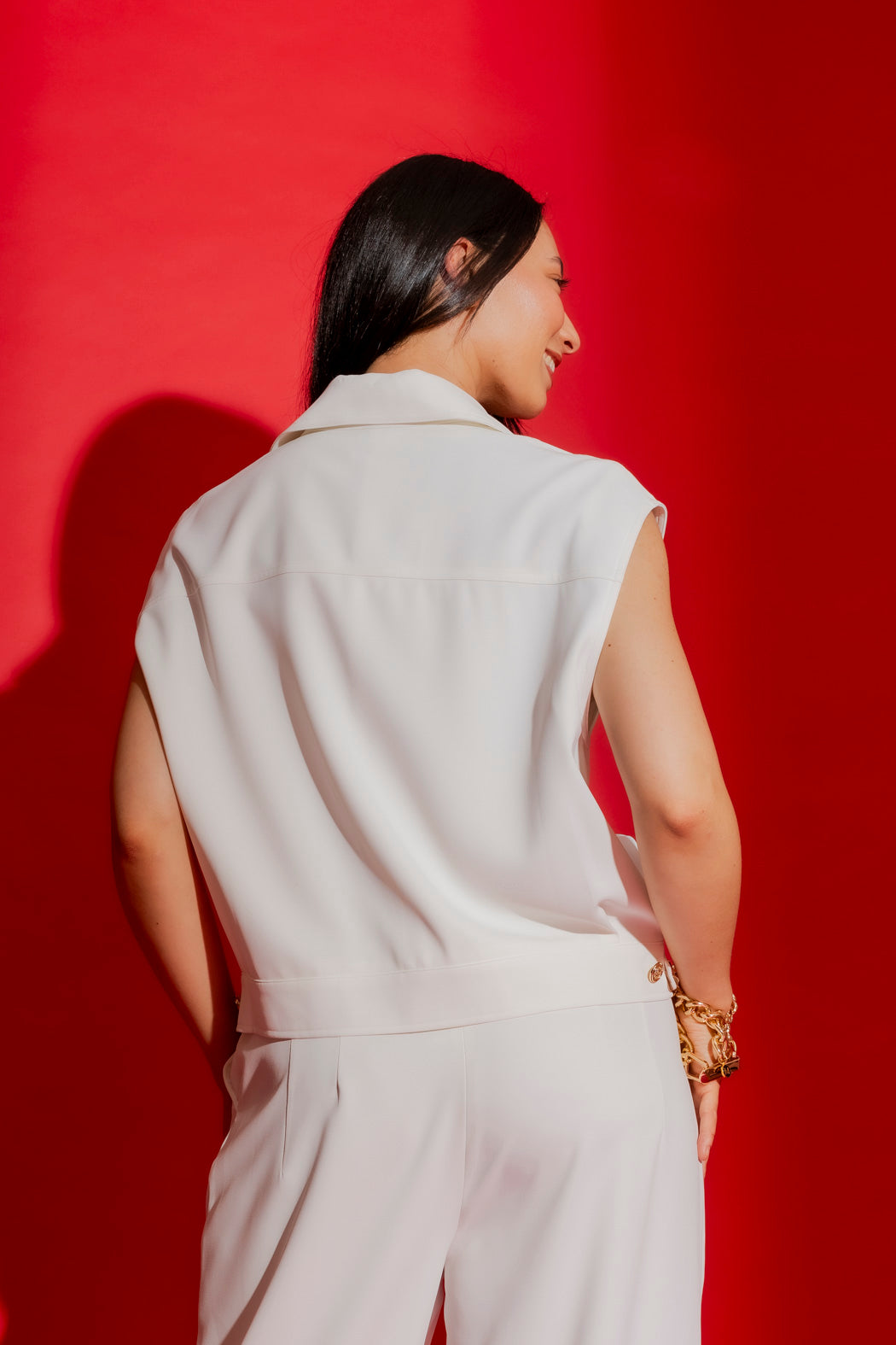 Ivory Zip Up Euro Vest