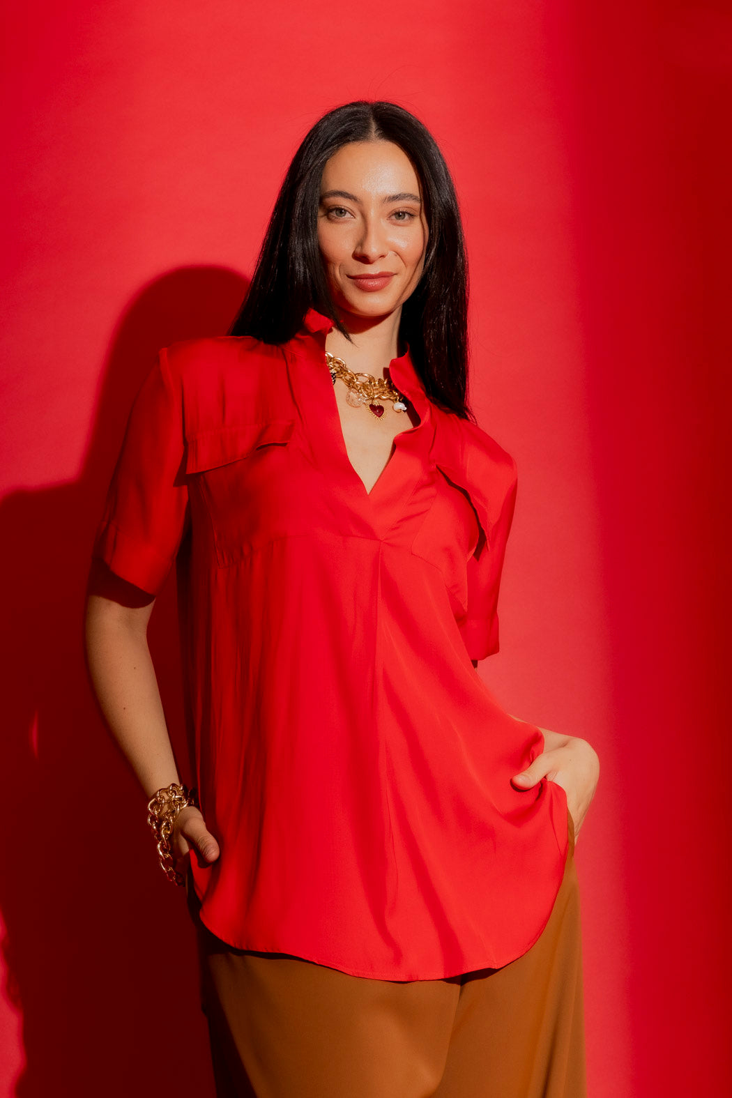 Red Cargo Blogger Shirt