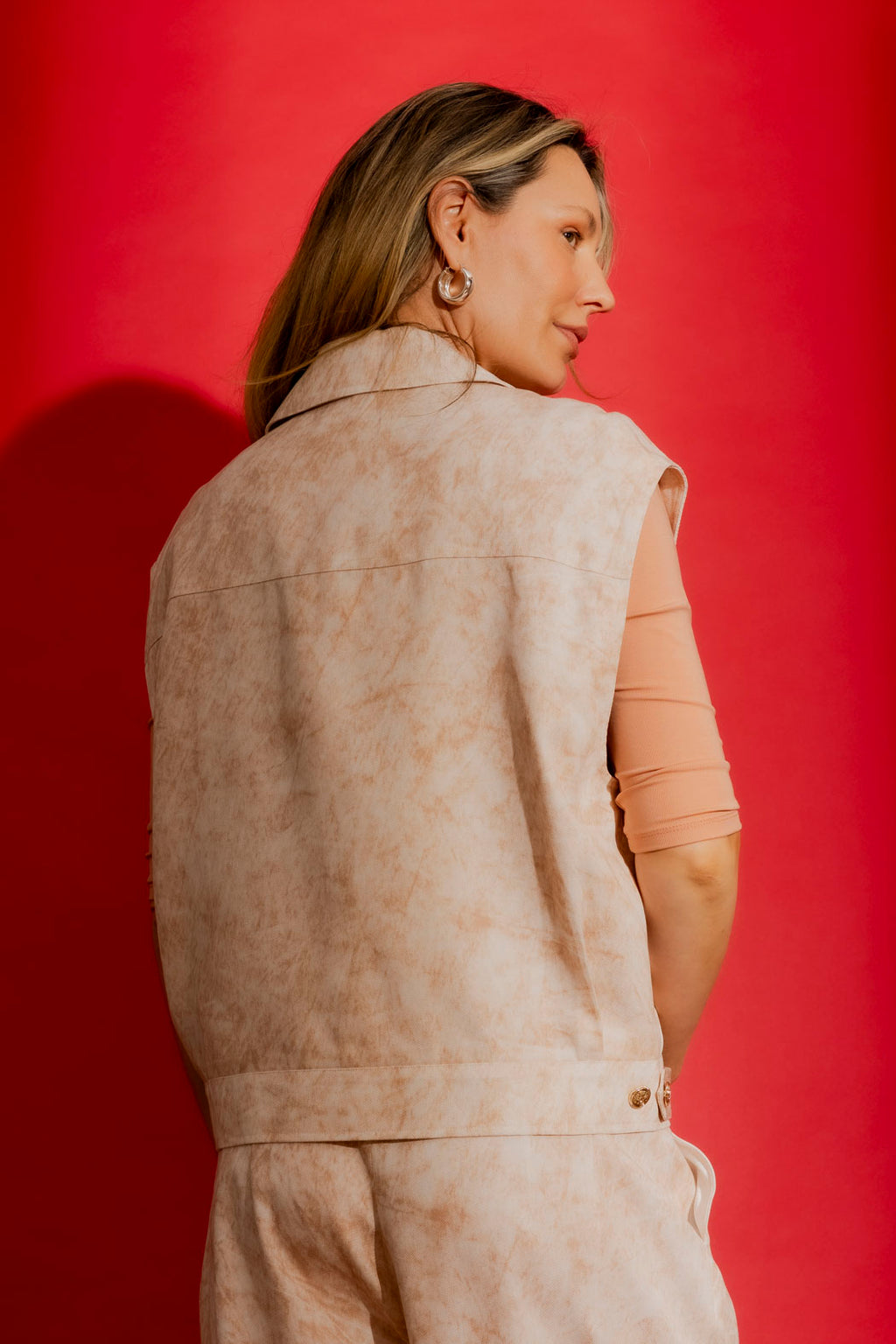 Peach Marble Zip Vest