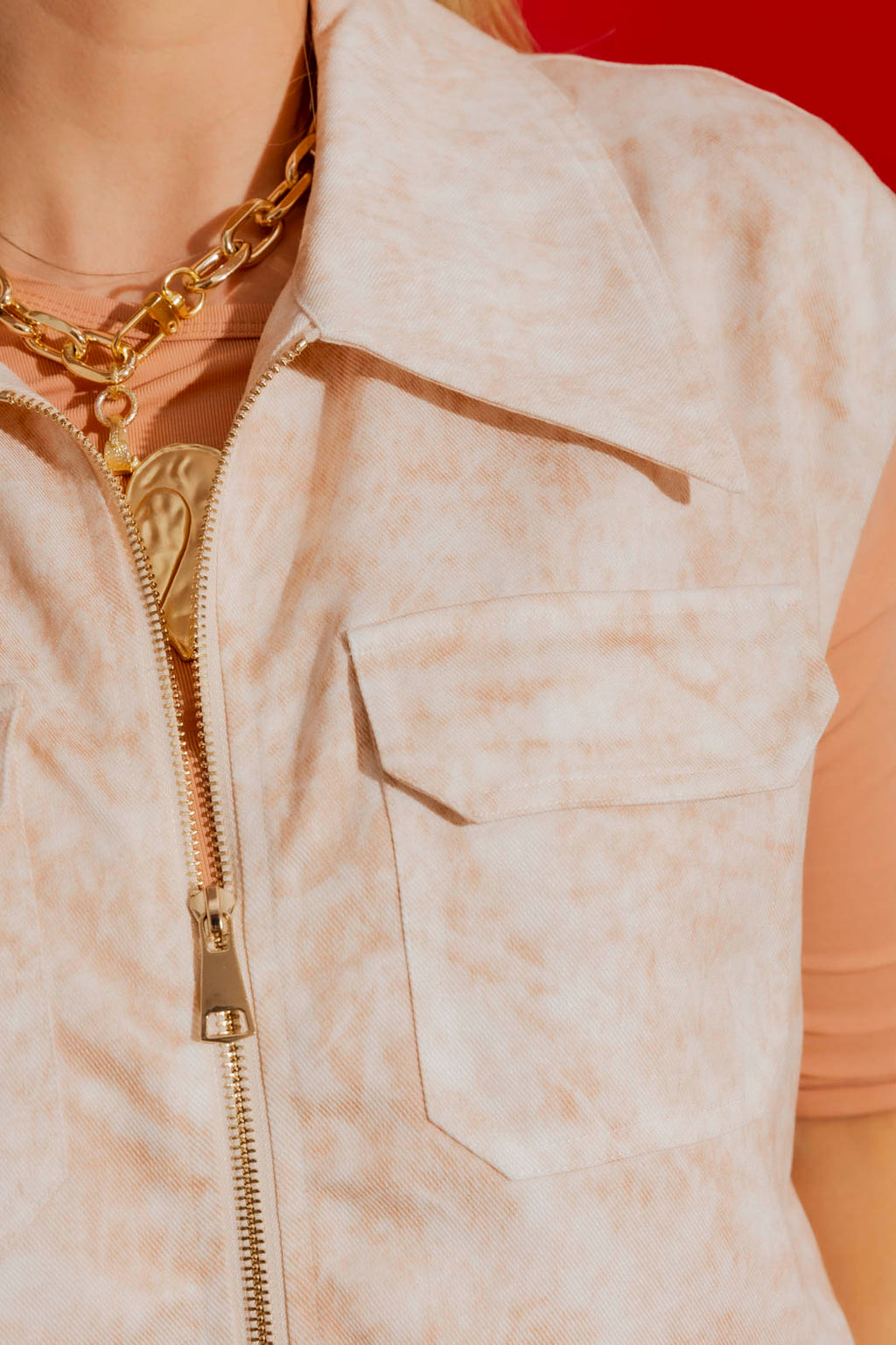 Peach Marble Zip Vest