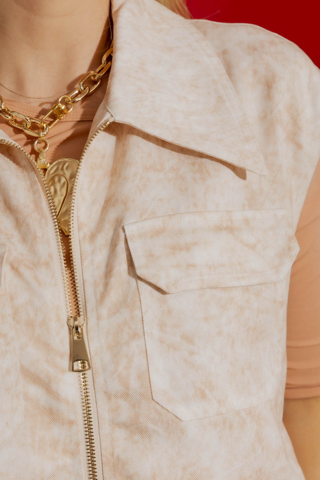 Peach Marble Zip Vest