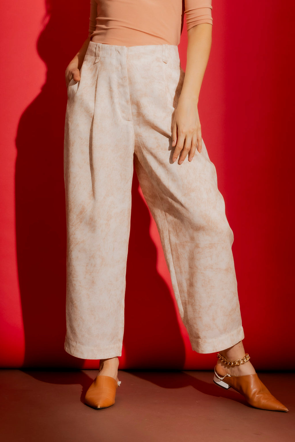 Peach Marble Barrel Pant