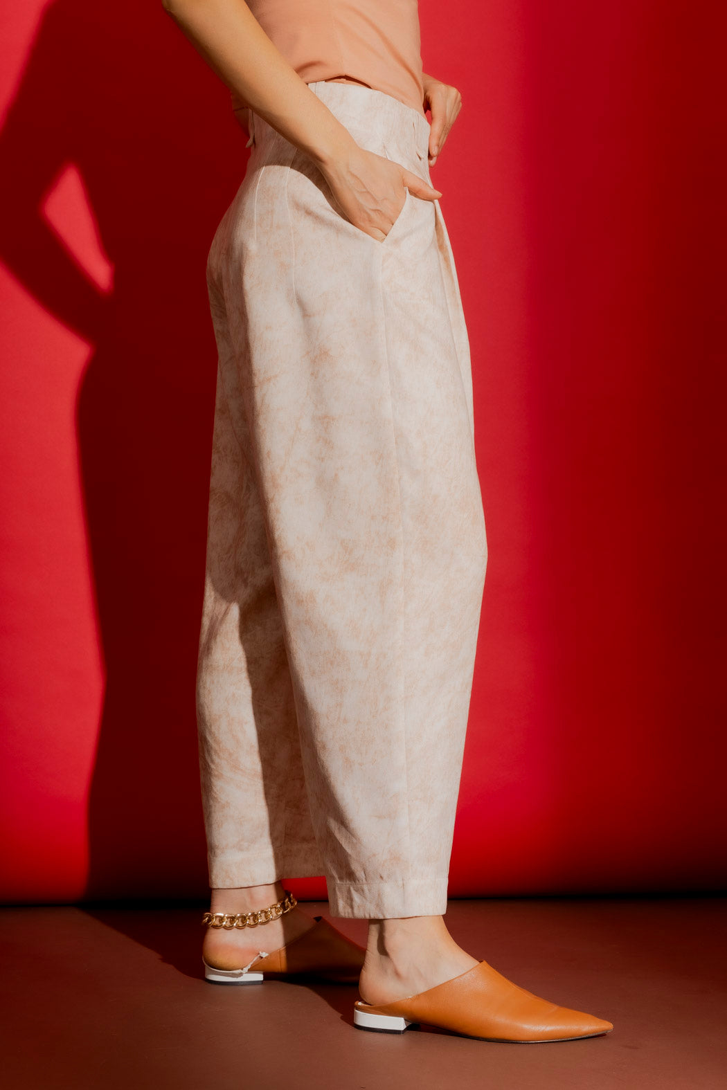 Peach Marble Barrel Pant