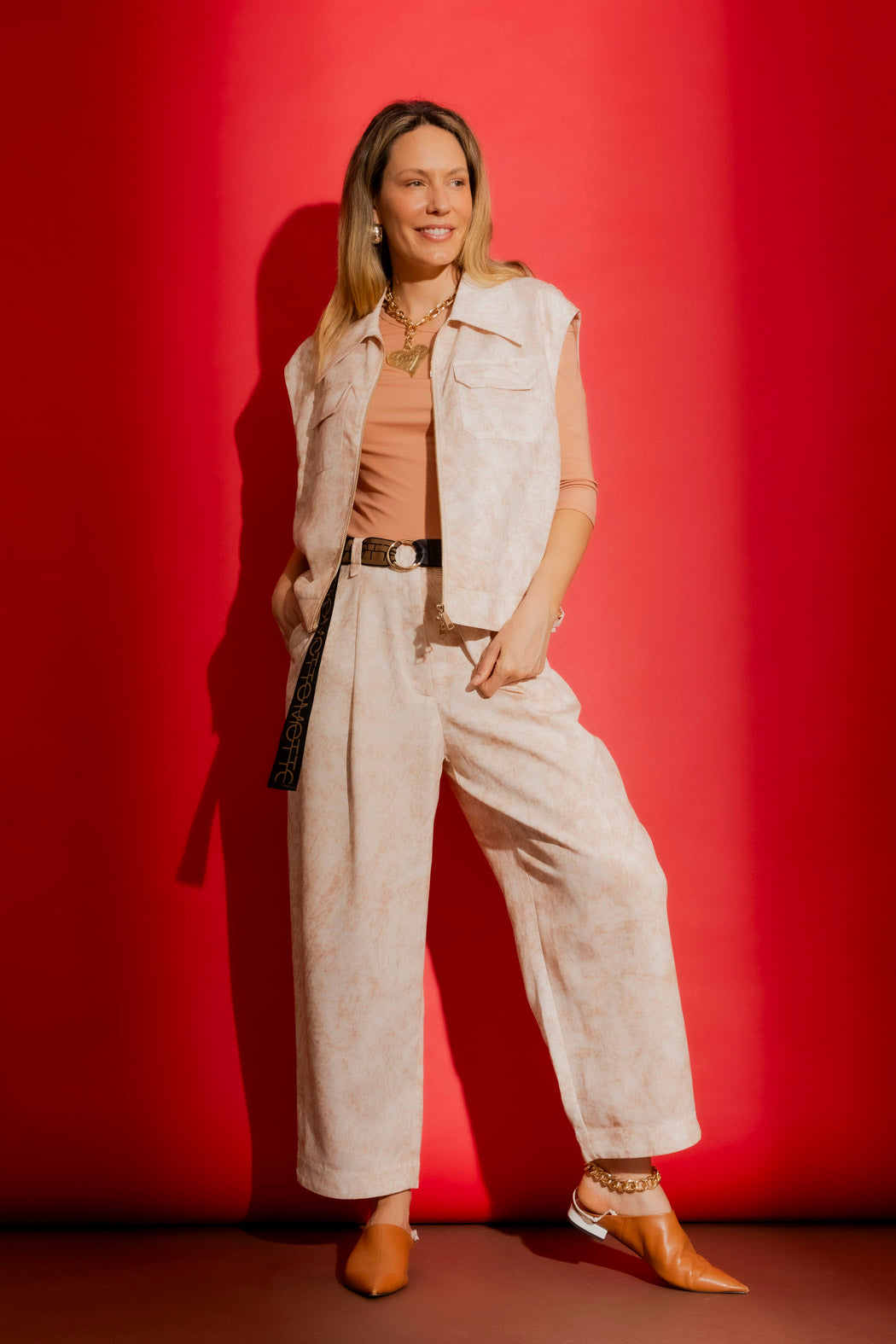Peach Marble Zip Vest