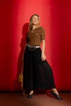Coffee Tencel Off Shoulder Top