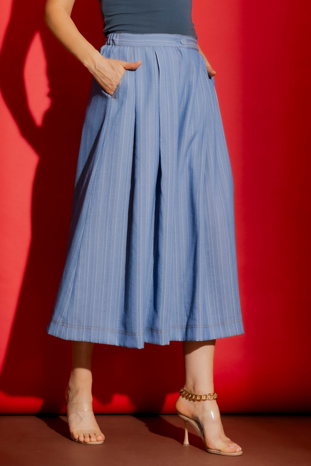 Chambray Self Stripe Culotte