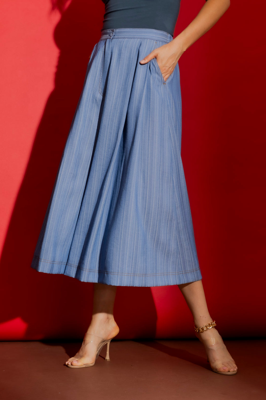 Chambray Self Stripe Culotte