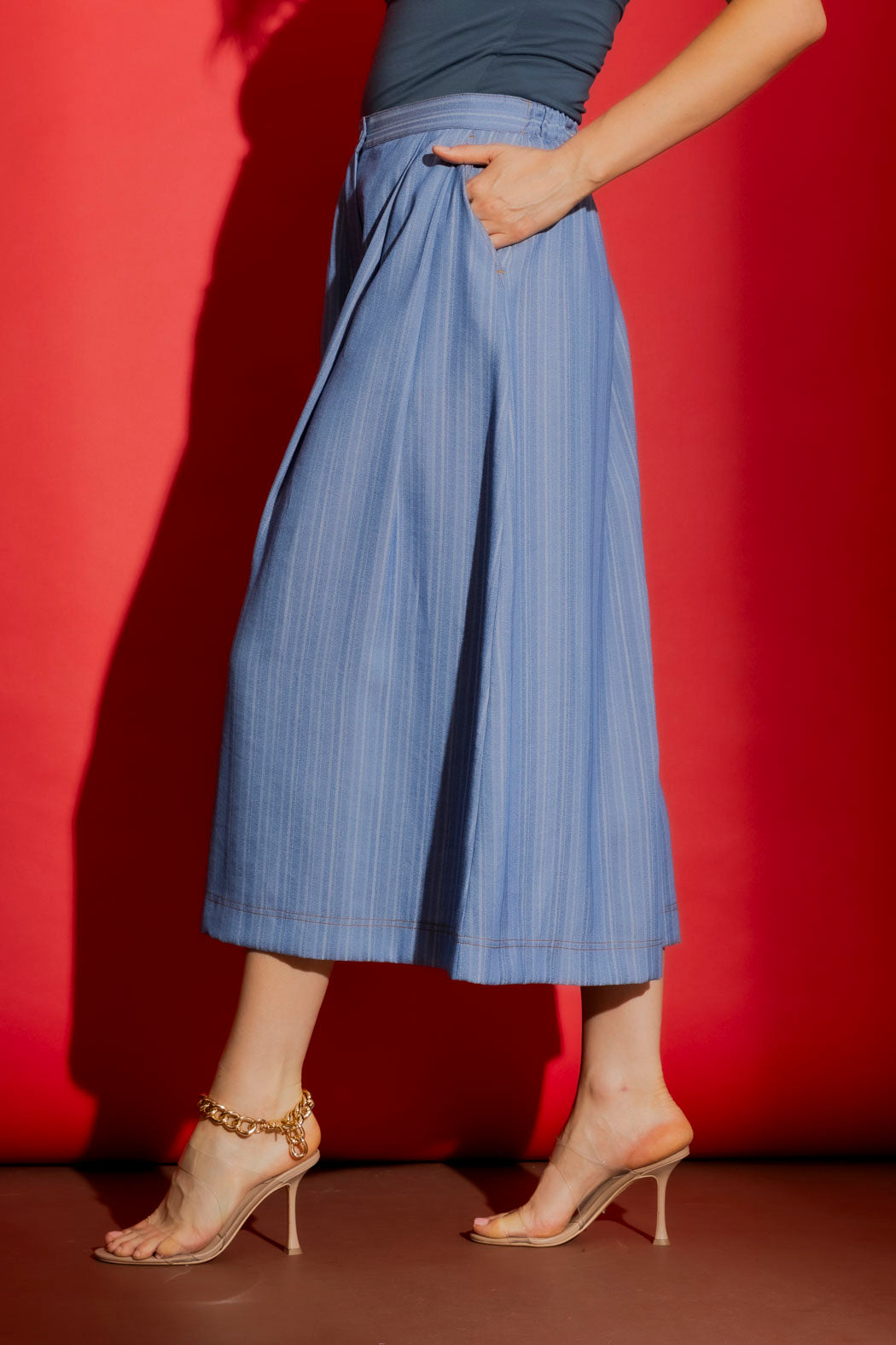Chambray Self Stripe Culotte