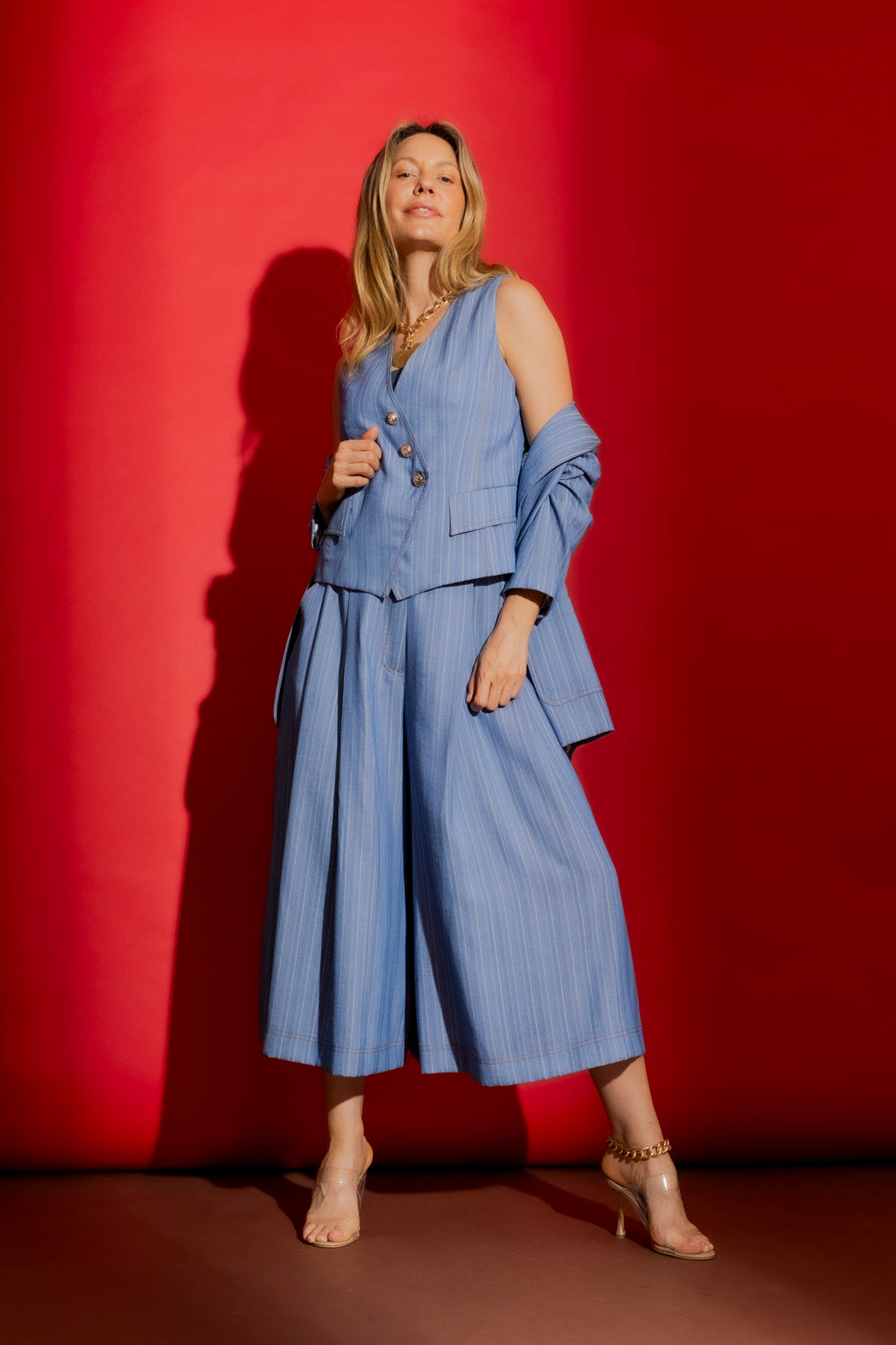 Chambray Self Stripe Culotte