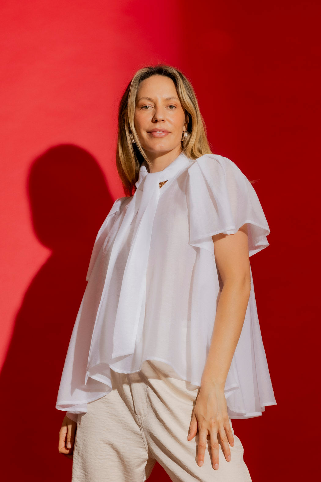 White Tencel/Linen Addy Blouse