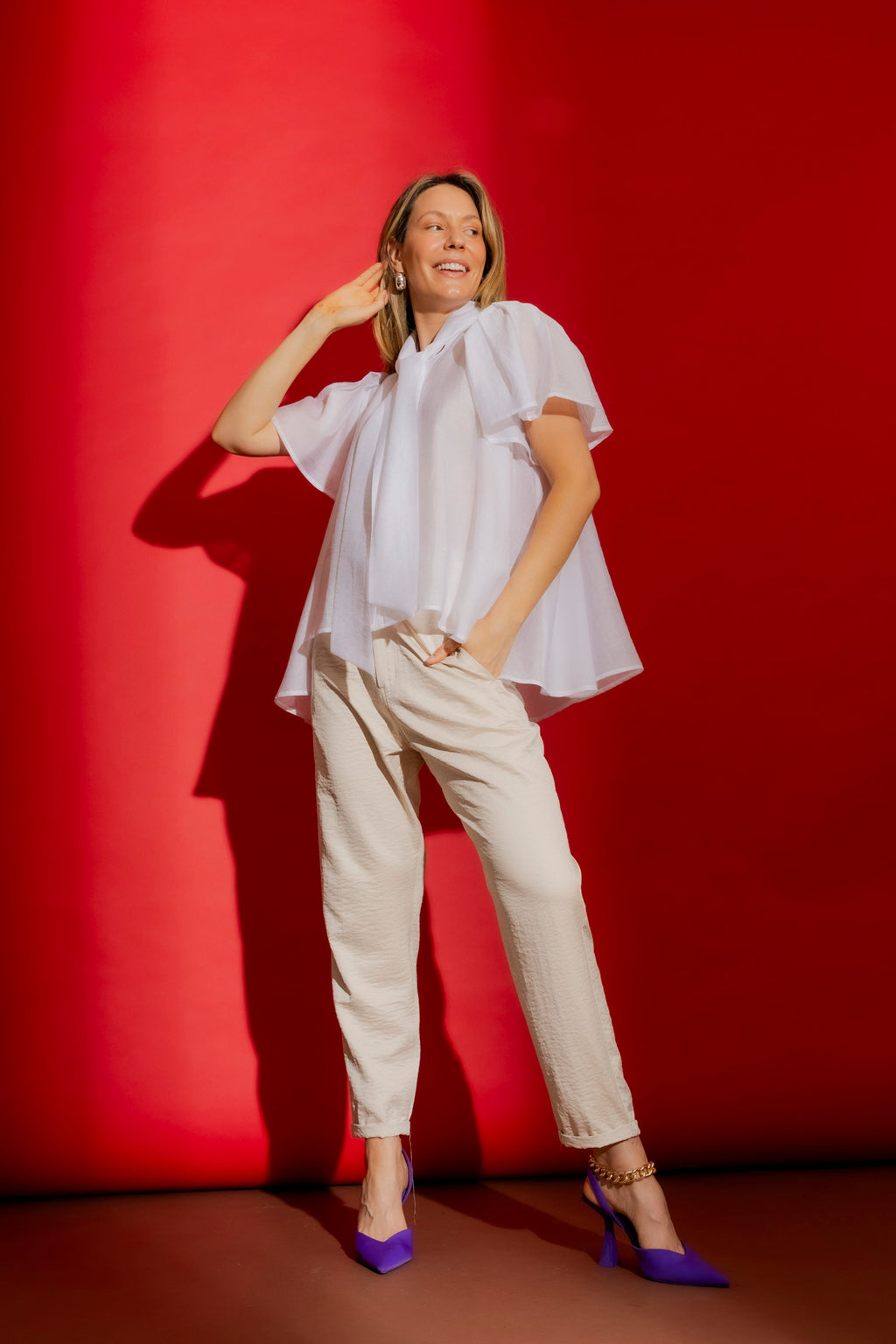 White Tencel/Linen Addy Blouse