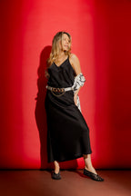 Black Embossed Bias Cami