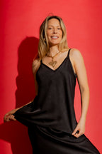 Black Embossed Bias Cami