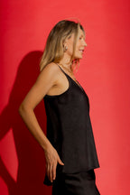 Black Embossed Bias Cami