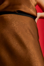 Brown Embossed Bias Skirt