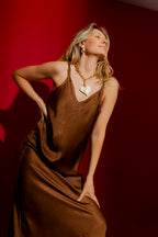 Brown Embossed Bias Cami