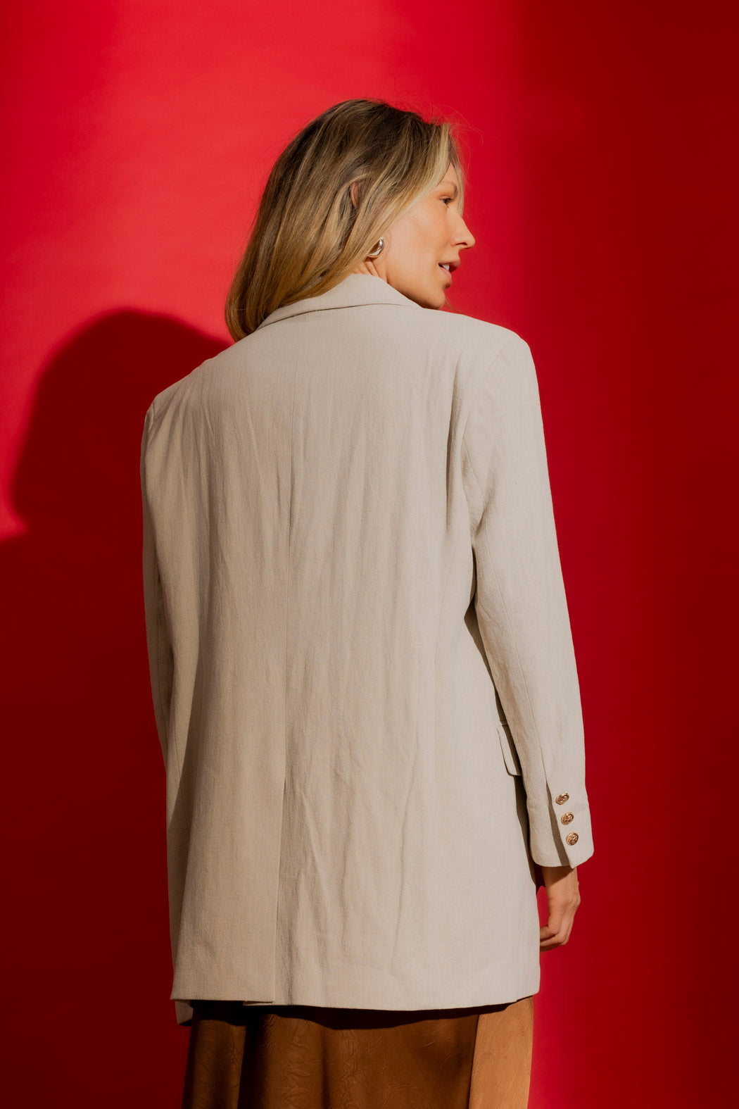 Natural Sandwashed Linen Oversized Blazer