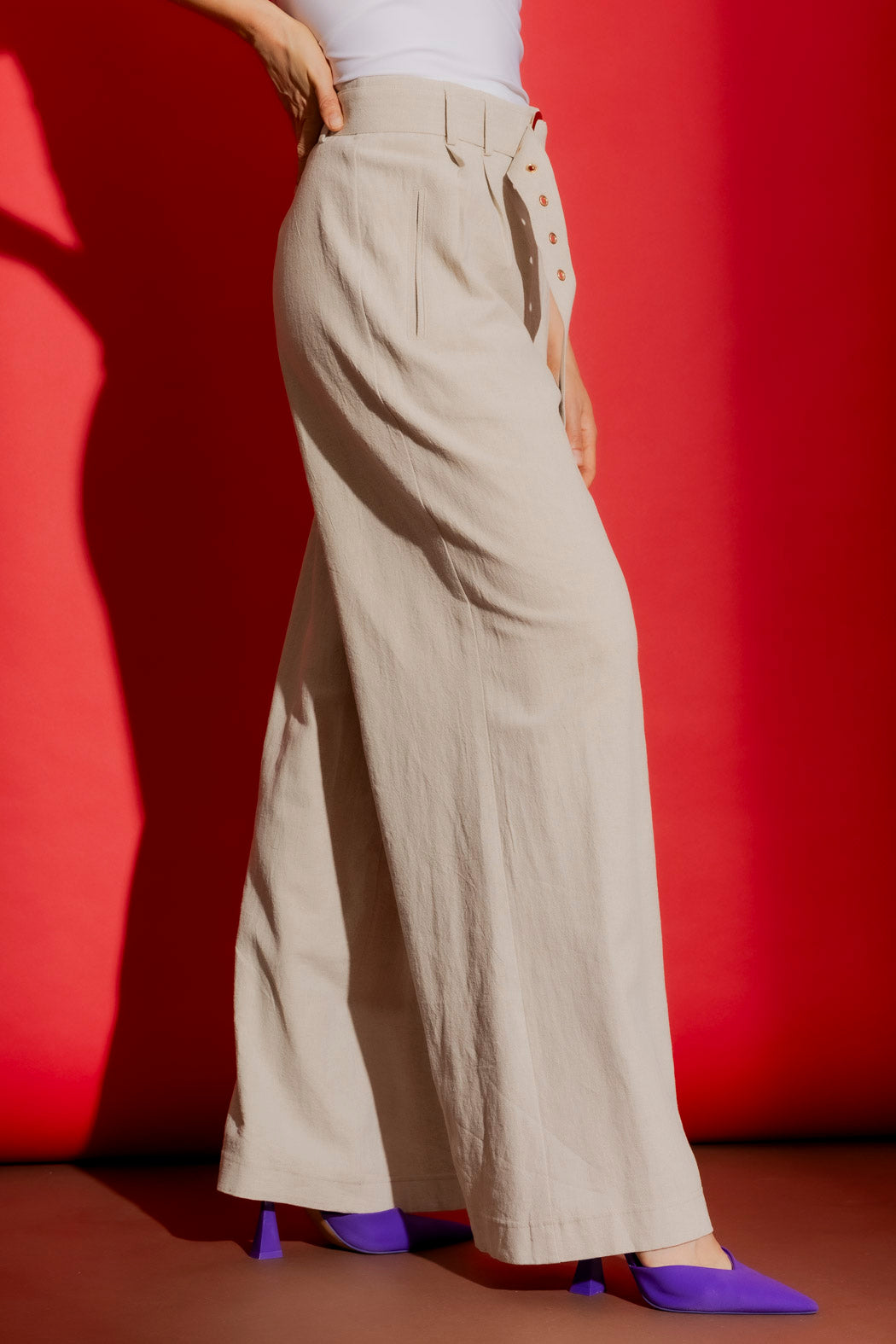 Natural Sandwashed Linen Cleo Pant