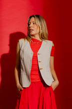 Natural Sandwashed Linen Tailored Vest