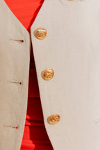 Natural Sandwashed Linen Tailored Vest