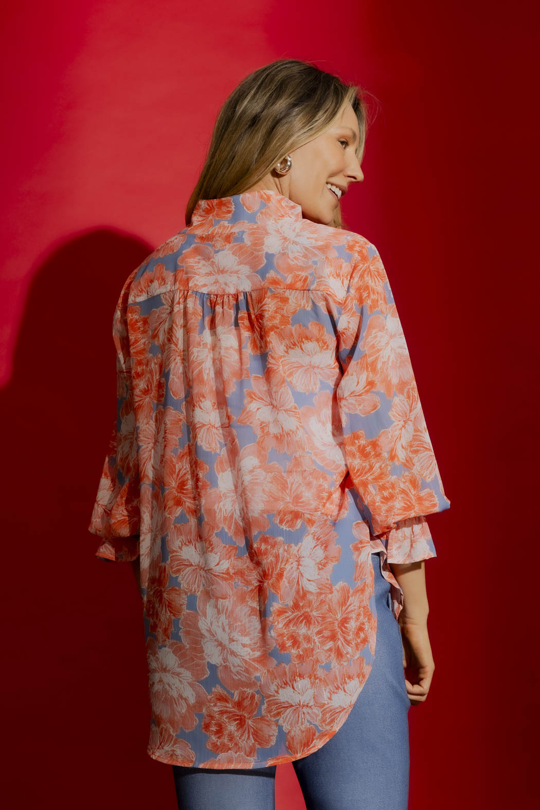 Orange Floral Femme Blogger Shirt