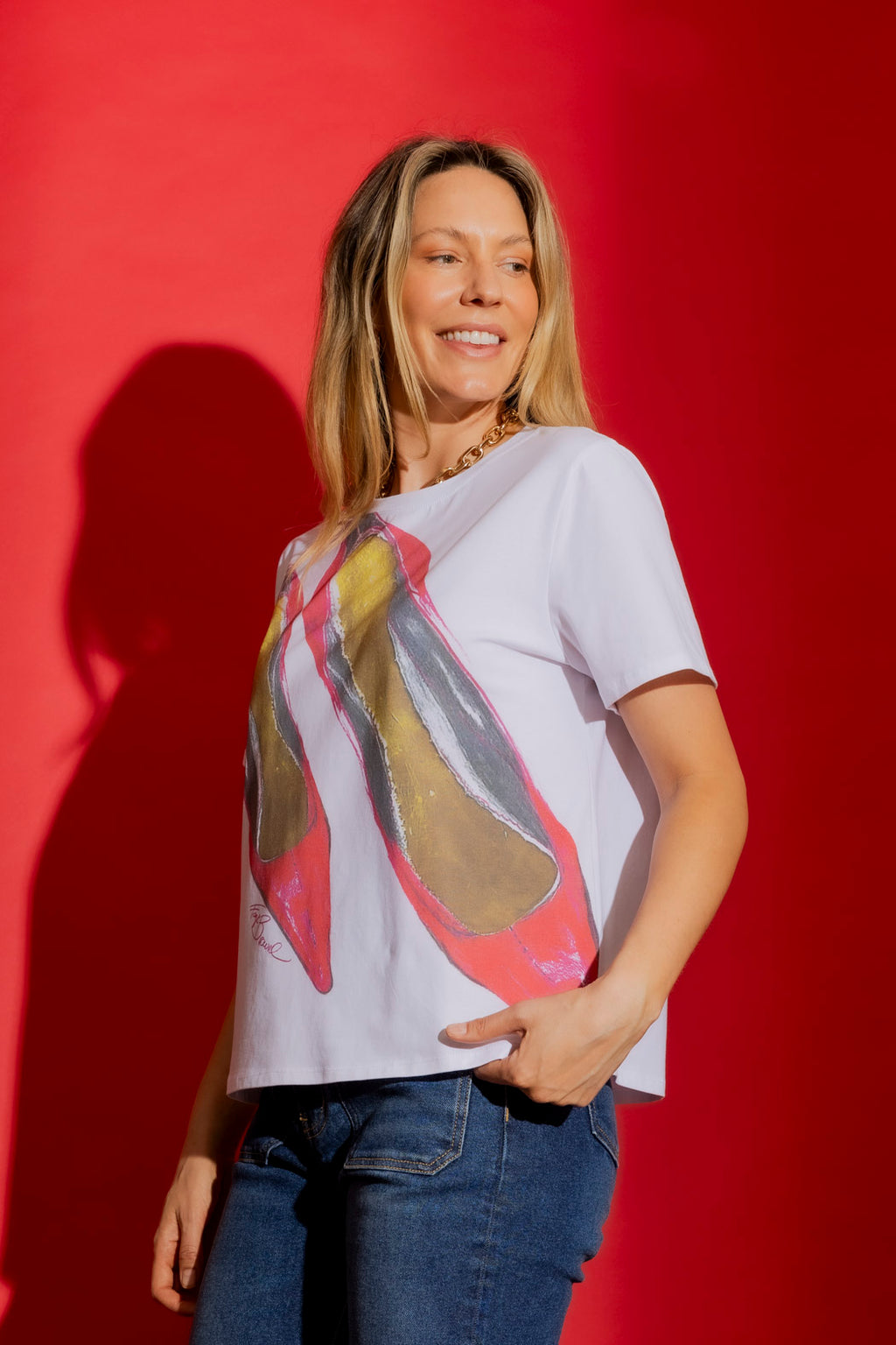 White Stilleto Tee