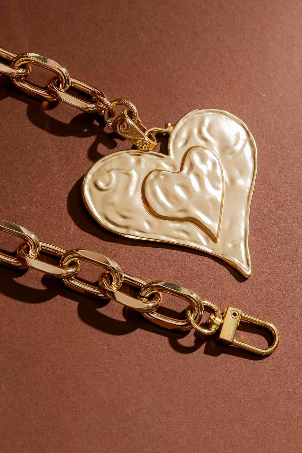 Gold Matte Heart Necklace Gold O/S
