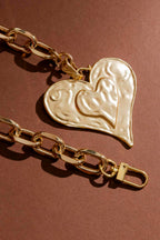 Gold Matte Heart Necklace Gold O/S