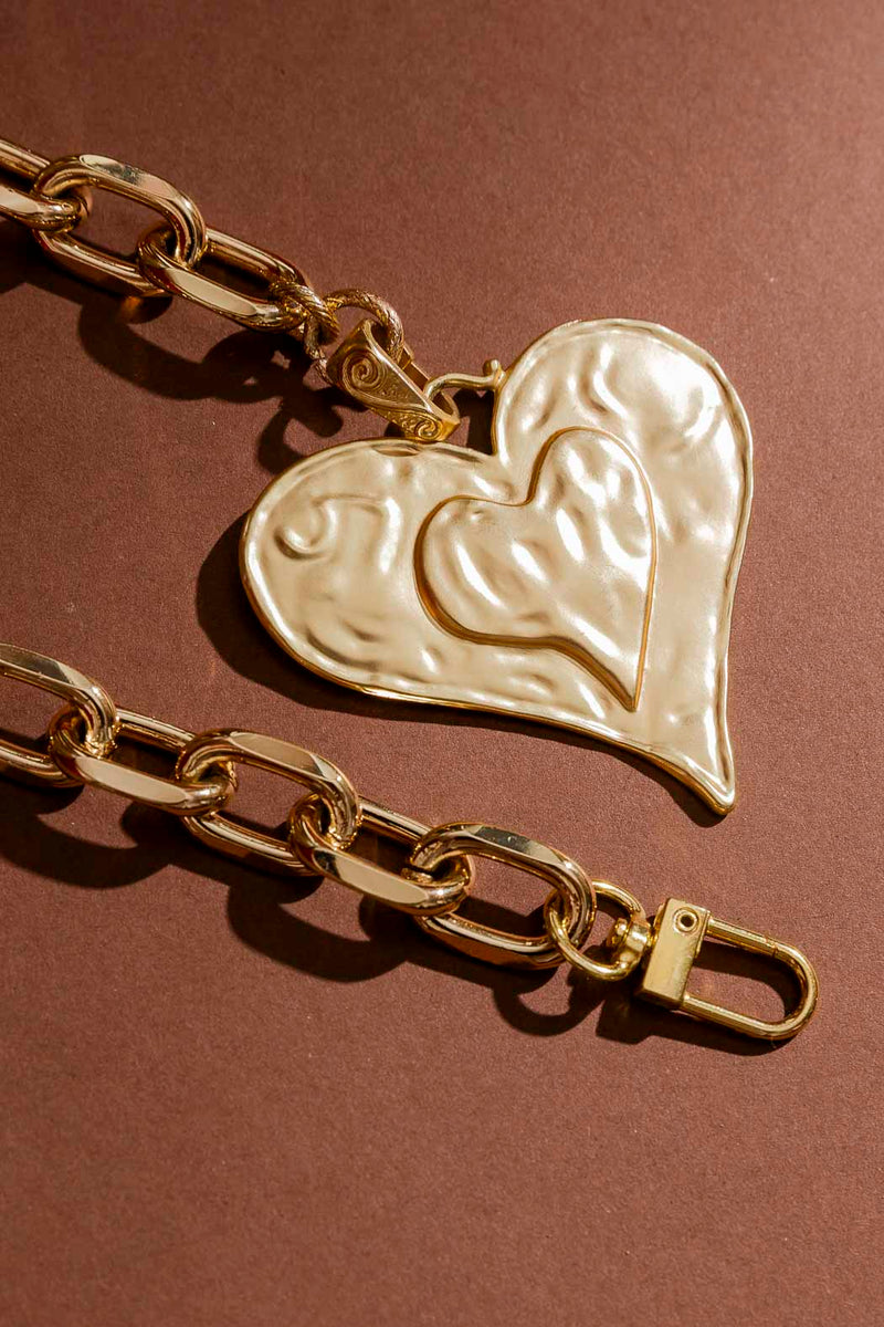 Gold Matte Heart Necklace Gold O/S