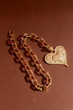Gold Matte Heart Necklace Gold O/S