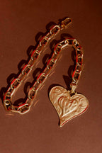 Gold Matte Heart Necklace Gold O/S