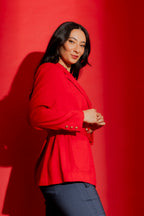 Red Self Stripe Soft Blazer