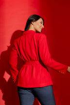 Red Self Stripe Soft Blazer