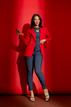 Red Self Stripe Soft Blazer