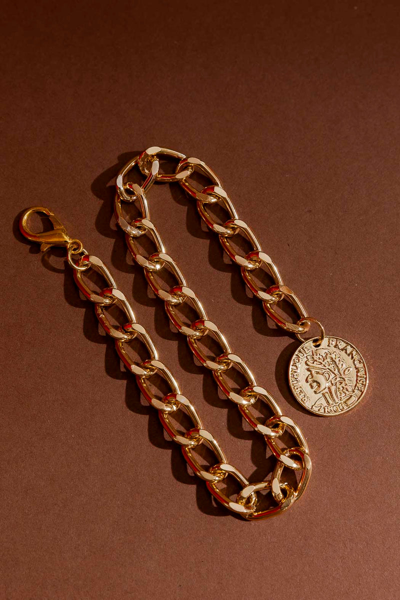 Gold Coin Anklet Gold O/S