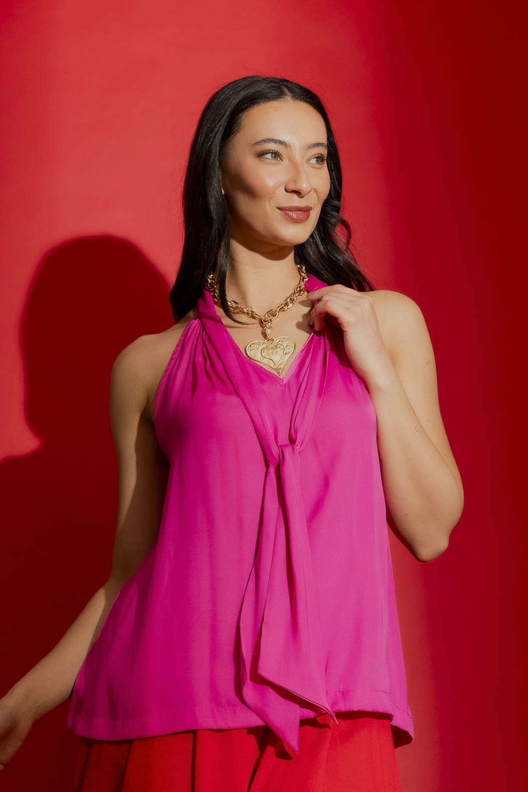 Pink Tie Neck Top