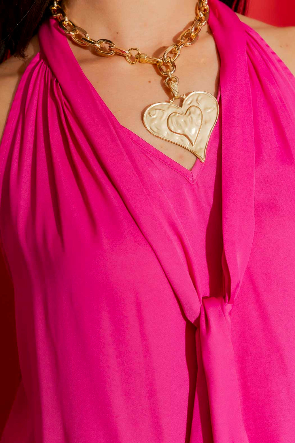 Pink Tie Neck Top