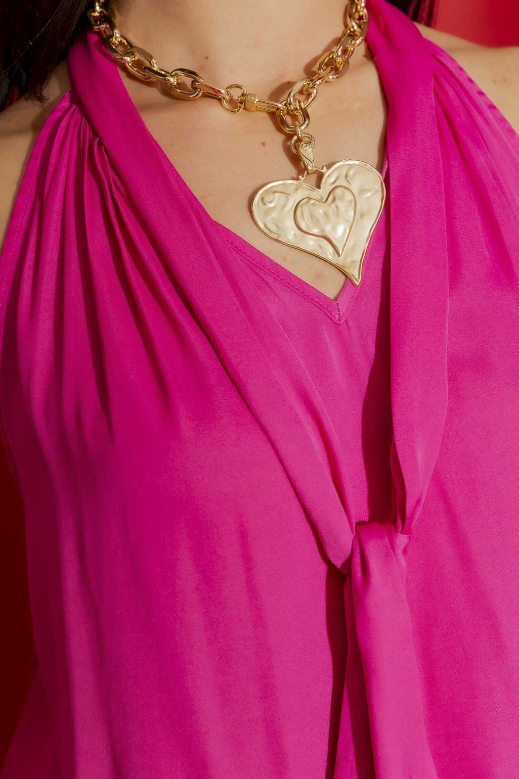 Pink Tie Neck Top