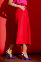 Red Self Stripe Culotte