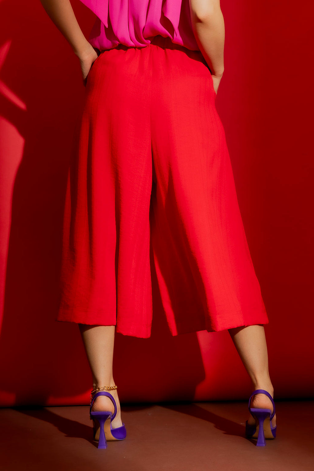 Red Self Stripe Culotte