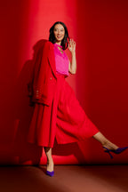 Red Self Stripe Culotte