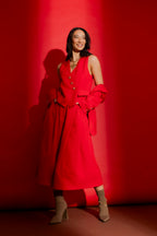 Red Self Stripe Sisca Vest